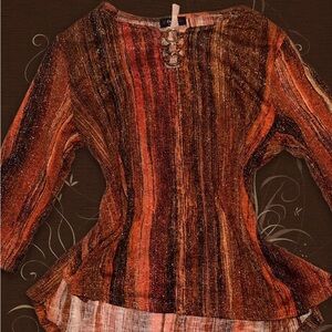 Rust Stripe Knit Long-Sleeve Top - Unknown Brand